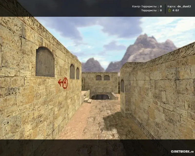 Скриншот классической карты de_dust2 в Counter-Strike 1.6