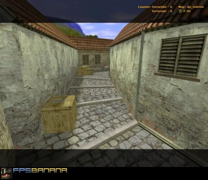 Скриншот классической карты de_inferno в Counter-Strike 1.6